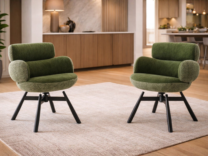 Monaco Upholstered Fabric Swivel Dining Chair