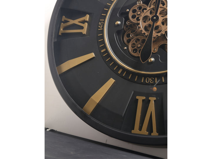 London Roman Numeral Gear Large Wall Clock - Black (80 cm)