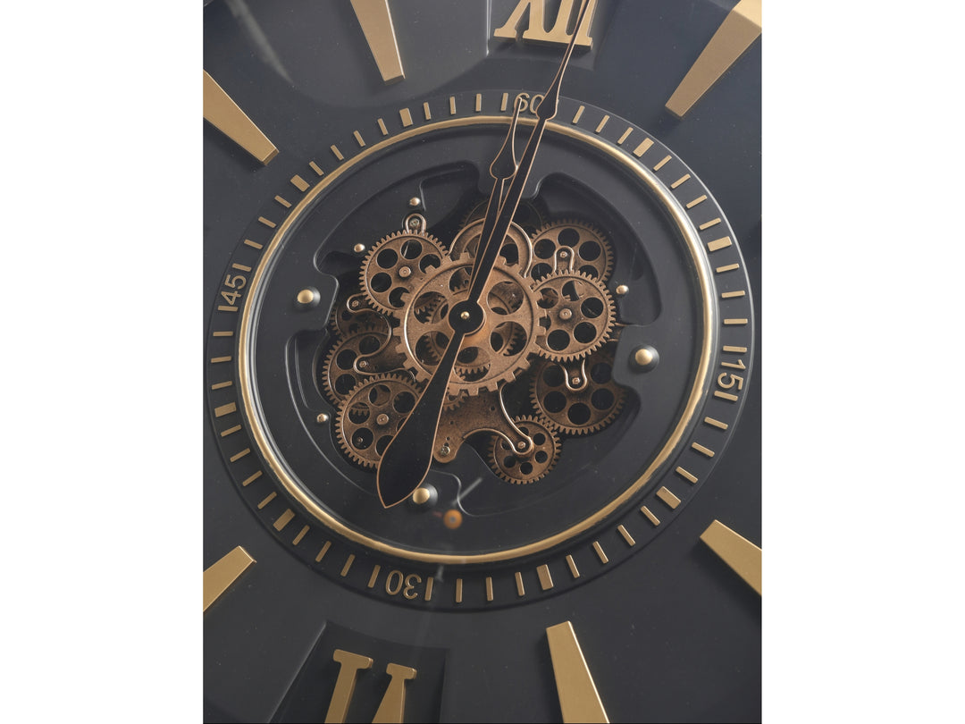 London Roman Numeral Gear Large Wall Clock - Black (80 cm)