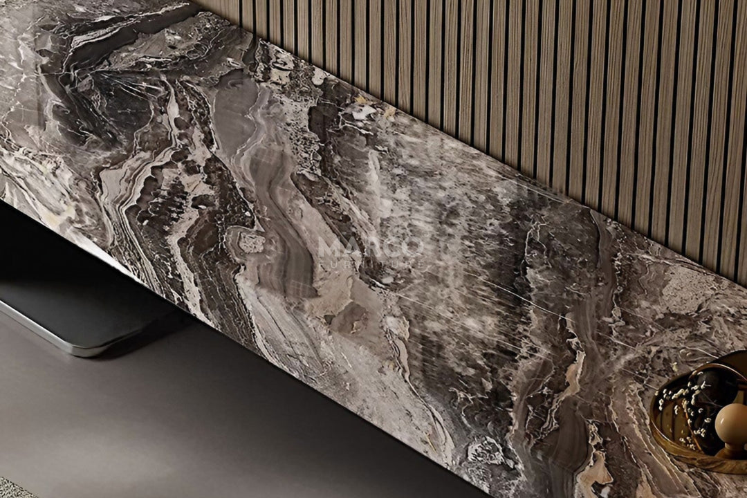 Venezia Sintered Stone TV Unit with Stainless Steel Base