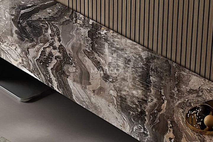 Venezia Sintered Stone TV Unit with Stainless Steel Base