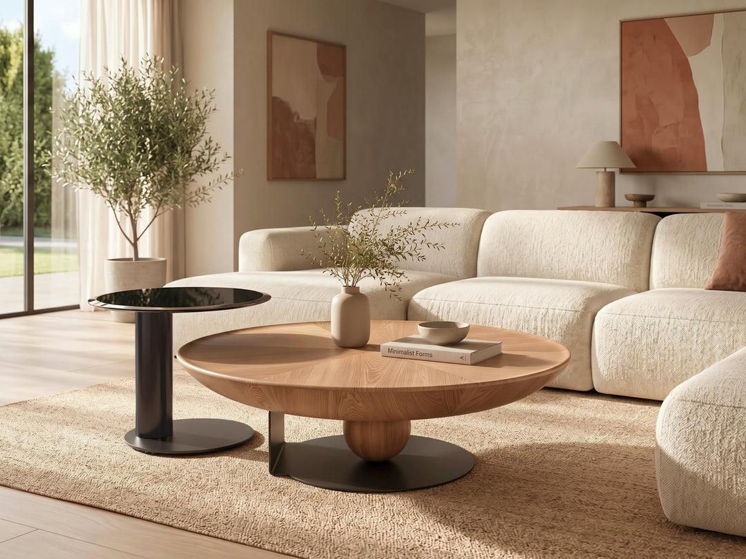 Amazon Light Wood Round Nesting Coffee Table