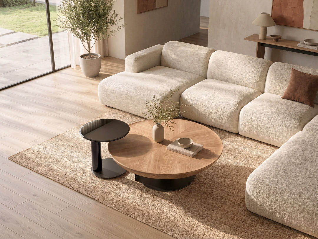 Amazon Light Wood Round Nesting Coffee Table