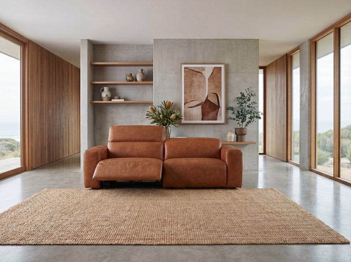 Arizona Leather Recliner Sofa with Chaise & Adjustable Headrests