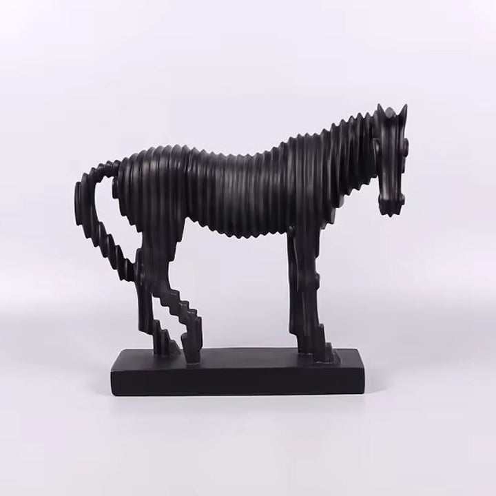 Black horse sculpture on a white background