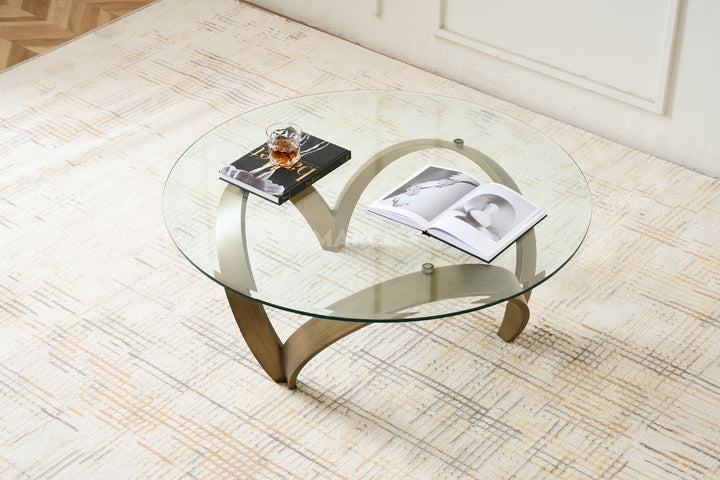Alberta Glass Top Coffee Table with Golden Metal Base