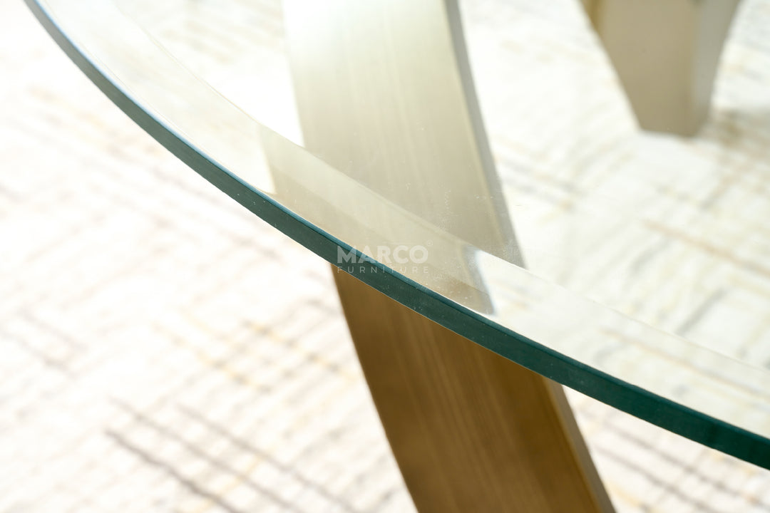 Alberta Glass Top Coffee Table with Golden Metal Base