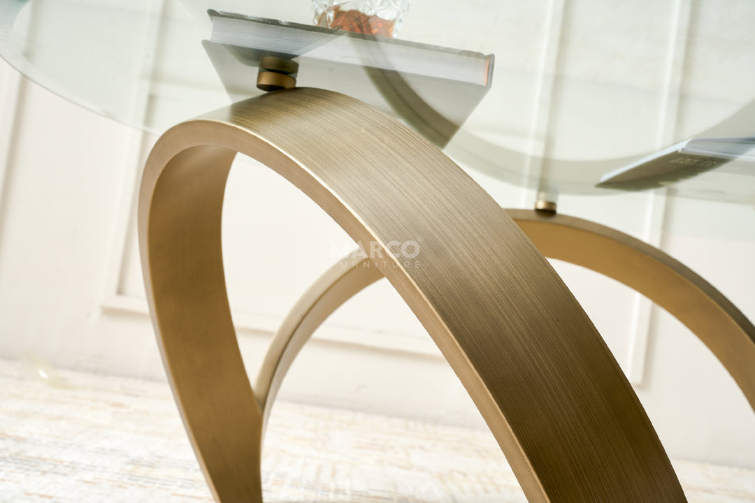 Alberta Glass Top Coffee Table with Golden Metal Base