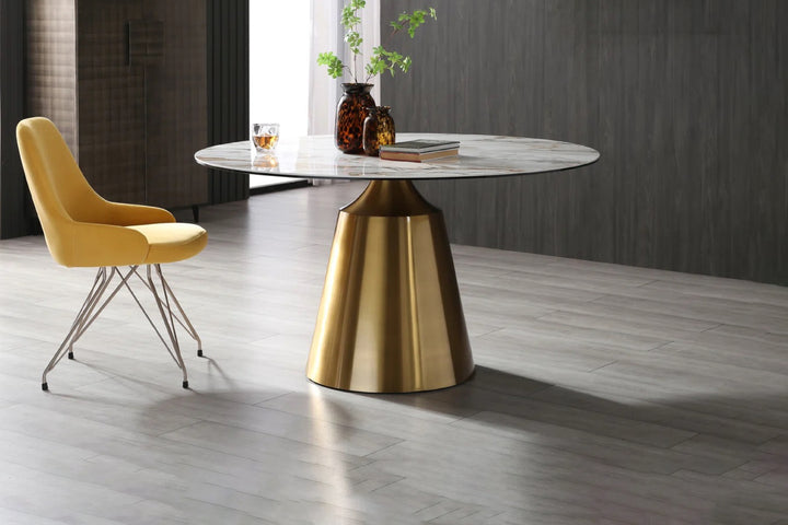 Amara Pedestal Marble Dining Table