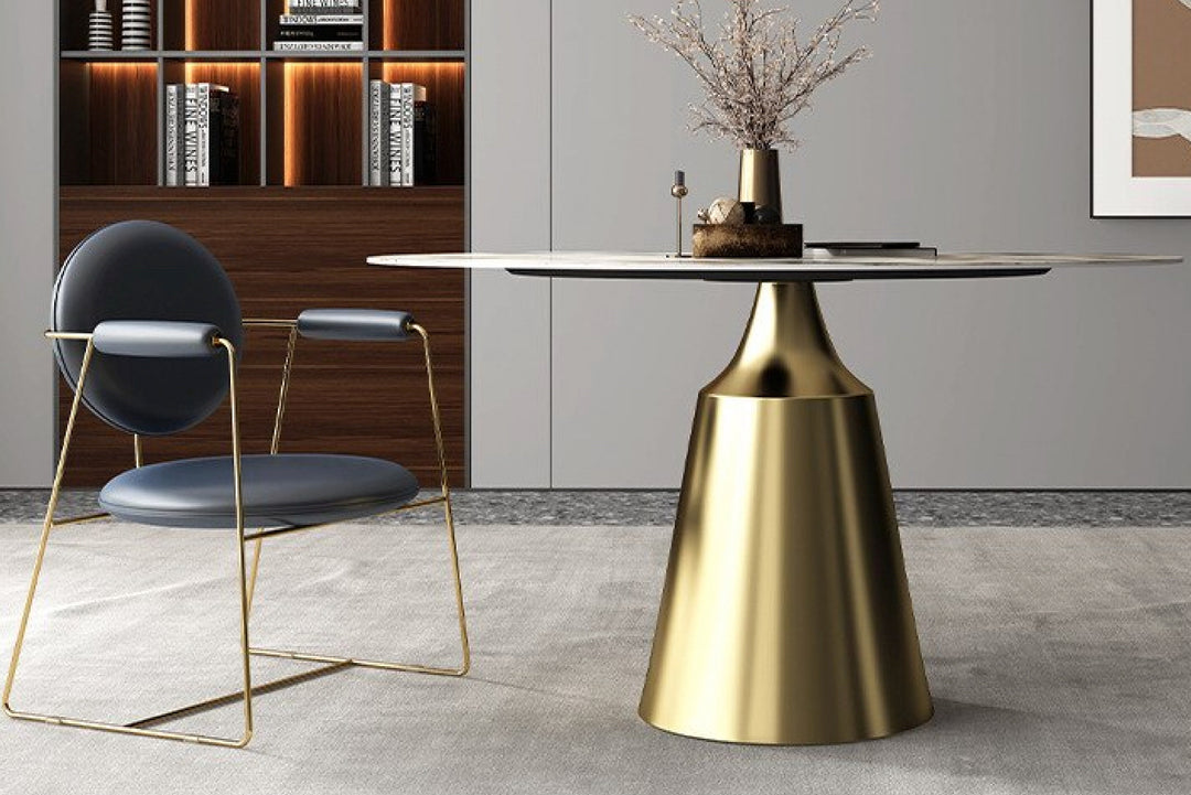 Amara Pedestal Marble Dining Table