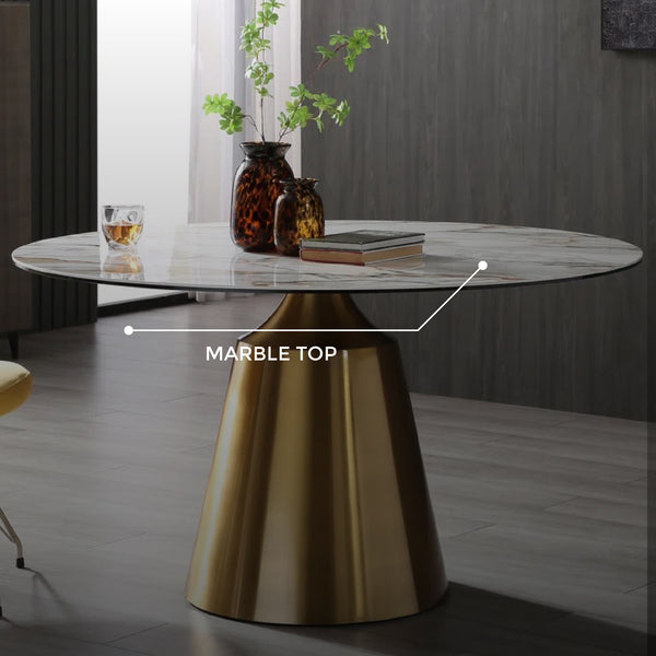 Amara Pedestal Marble Dining Table