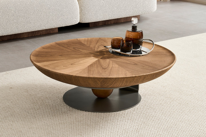 Amazon Round Walnut Coffee Table With Titanium Base (Single Piece)