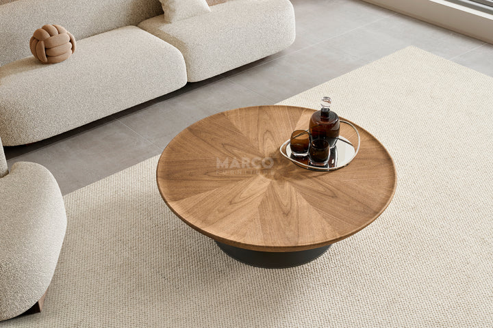 Amazon Round Walnut Coffee Table With Titanium Base (Single Piece)