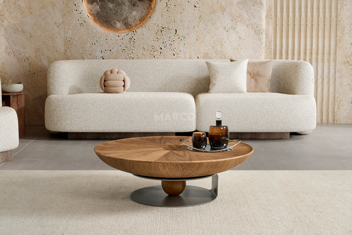 Amazon Round Walnut Coffee Table With Titanium Base (Single Piece)