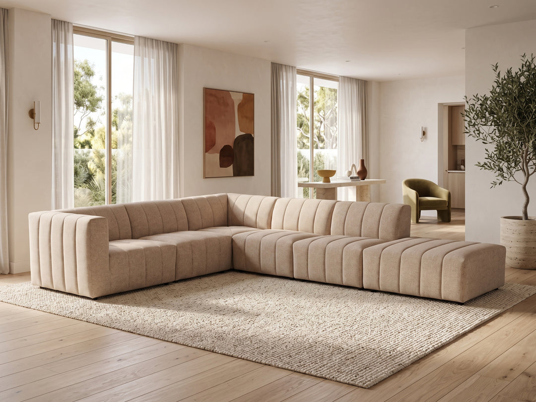 Amsterdam Modular Corner Lounge - Contemporary Fabric Sectional Sofa