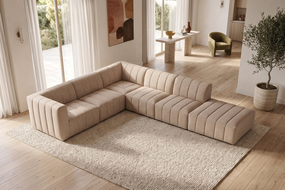 Amsterdam Modular Corner Lounge - Contemporary Fabric Sectional Sofa