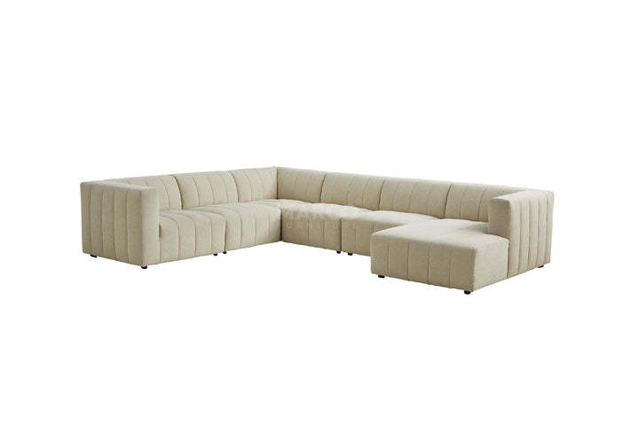 Green sectional sofa on a white background