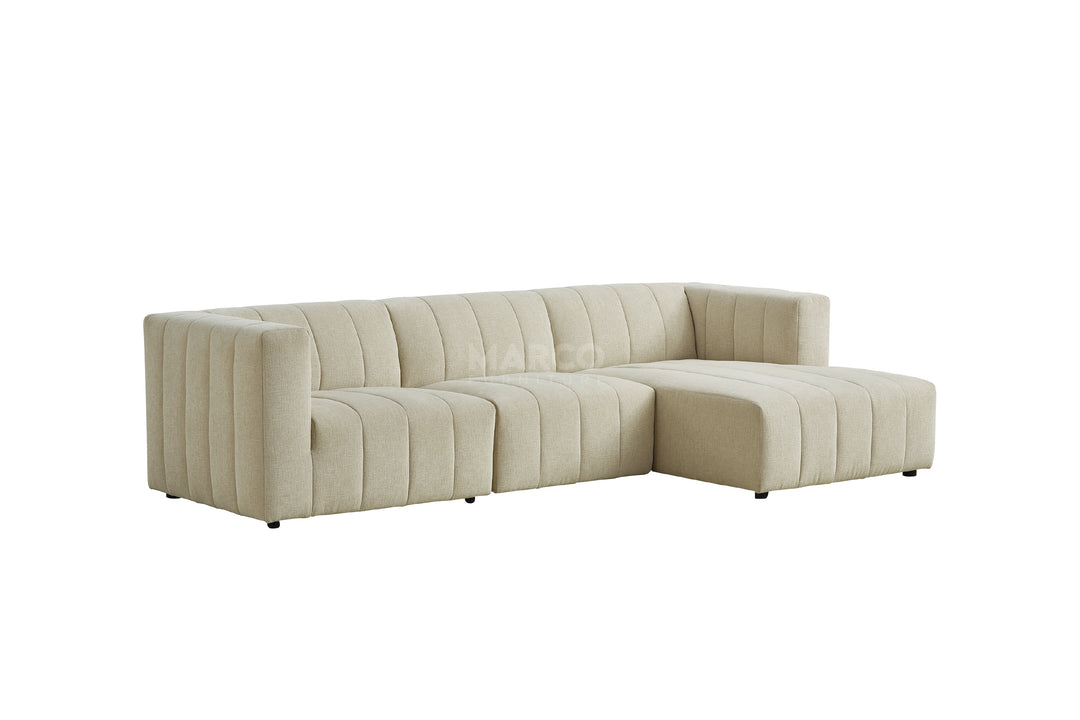 Light green sectional sofa on a white background