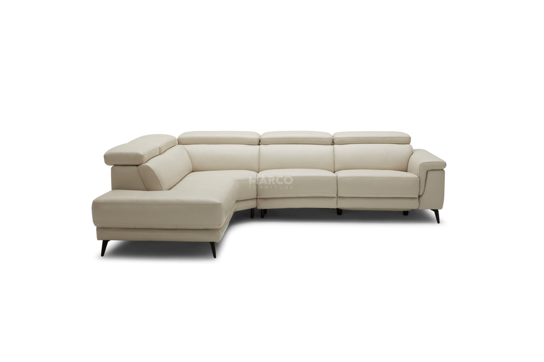 Beige sectional sofa on a white background