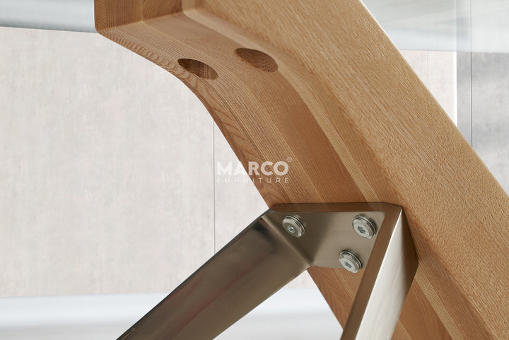 Arco Glass Coffee Table with Ash Wood Base and 12mm Tempered Glass Top