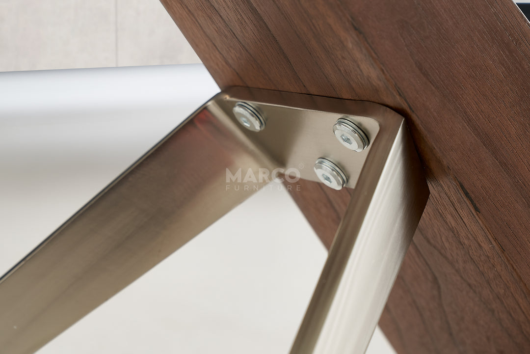 Arco Glass Coffee Table in Walnut Color with 12mm Tempered Glass Top