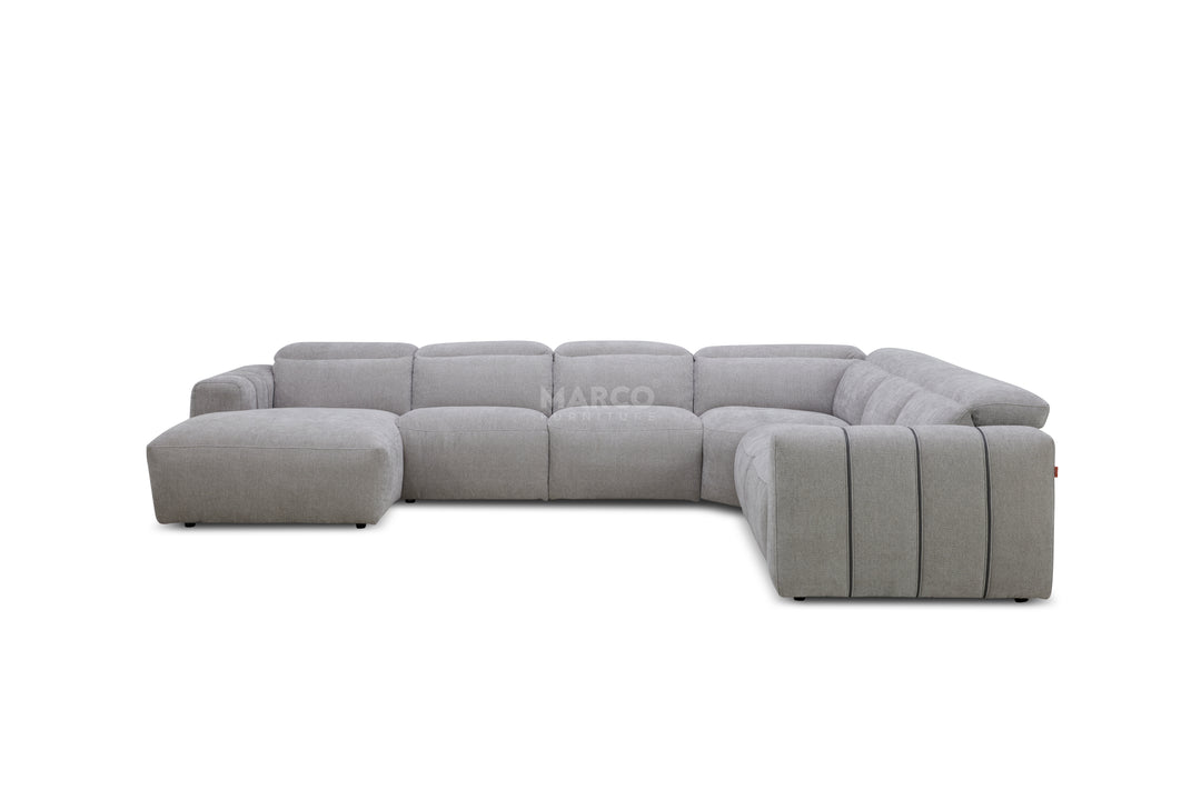 Gray sectional sofa on a white background