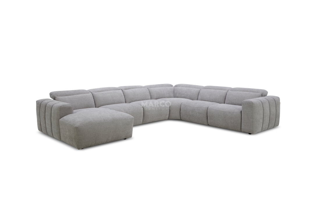 Gray sectional sofa on a white background