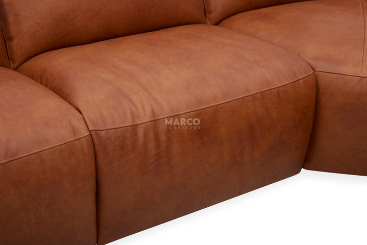 Arizona Leather Recliner Sofa with Chaise & Adjustable Headrests