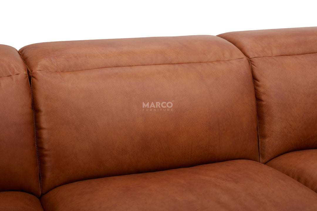 Arizona Leather Recliner Sofa with Chaise & Adjustable Headrests