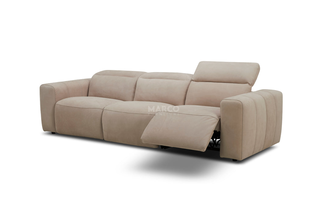 Arizona Leather Recliner Sofa with Chaise & Adjustable Headrests