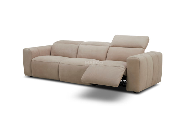 Arizona Leather Recliner Sofa with Chaise & Adjustable Headrests