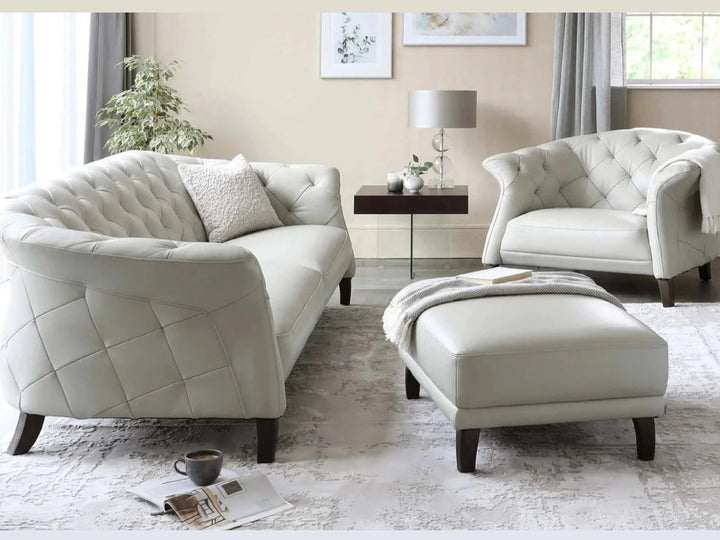 Brixton Ottoman with Wooden Legs – Premium Leather Footstool