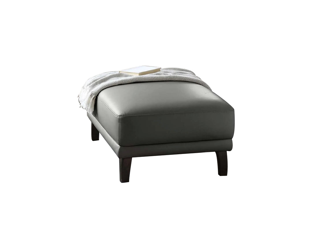 Brixton Ottoman with Wooden Legs – Premium Leather Footstool