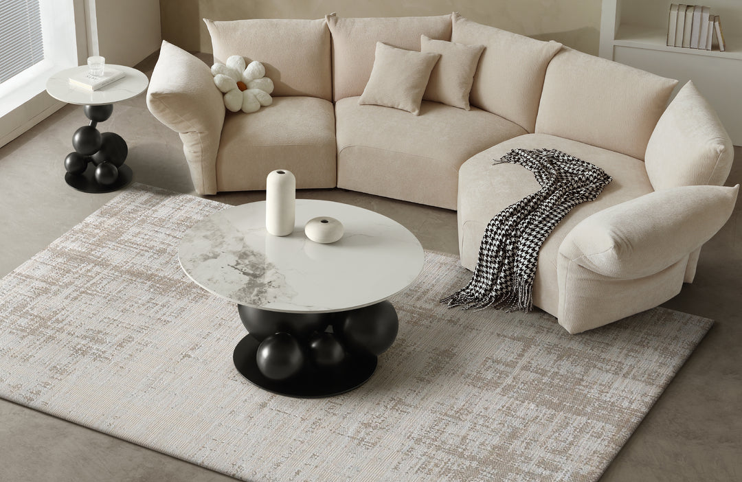 Bruno Sintered Stone Top Side Table with Gold Steel Base