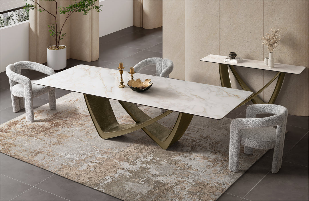 Filo Dorato Sintered Stone Top Dining Table