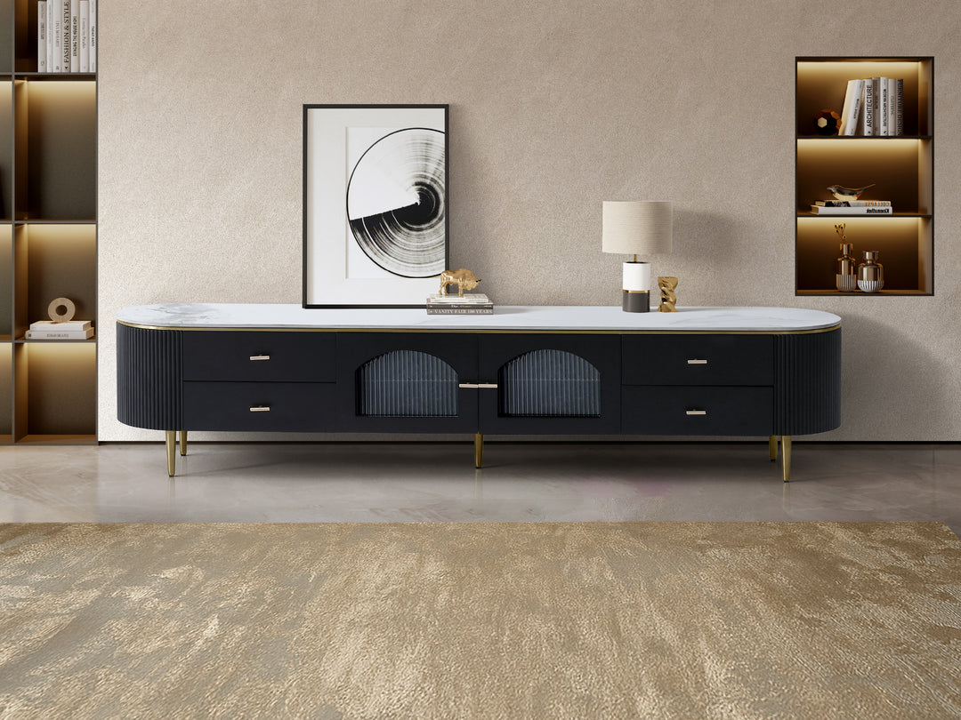 Doyle Sintered Stone Top Entertainment Unit with Storage