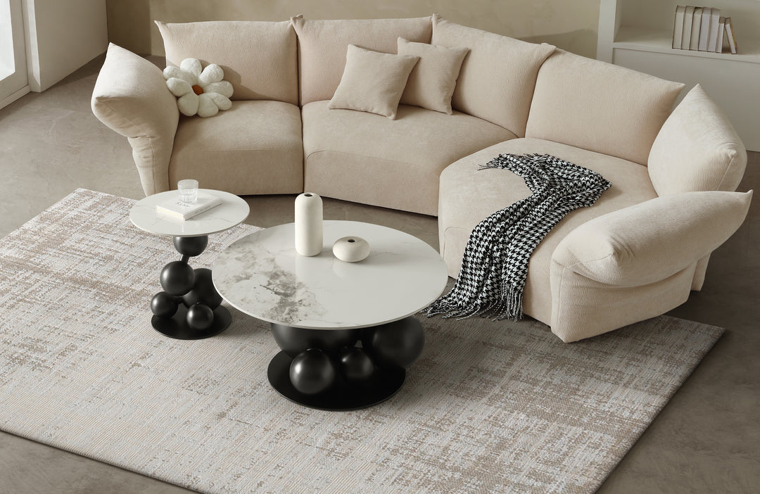 Bruno Sintered Stone Top Coffee Table Set with Gold Steel Base