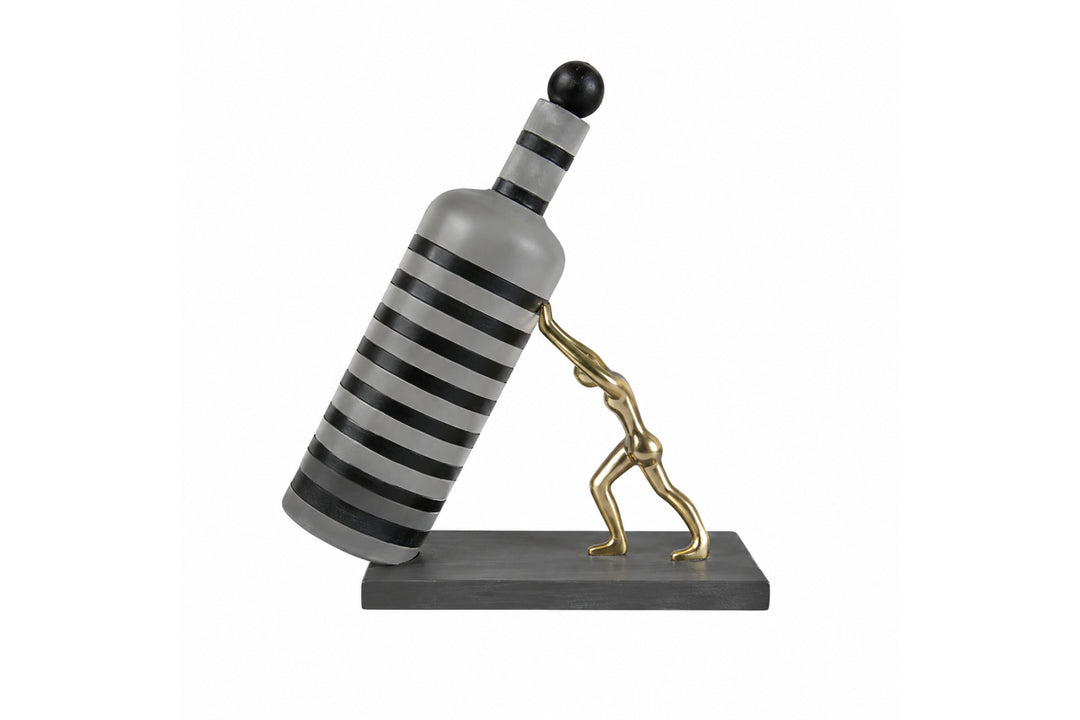 Atlas Figurine Sculpture – Modern Gold Wine Bottle Ornament