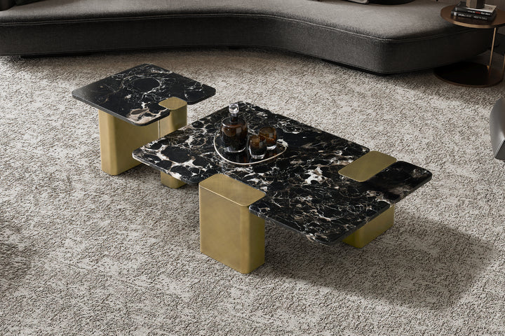 Aurora Black Rose Marble Top Coffee Table Marco Furniture
