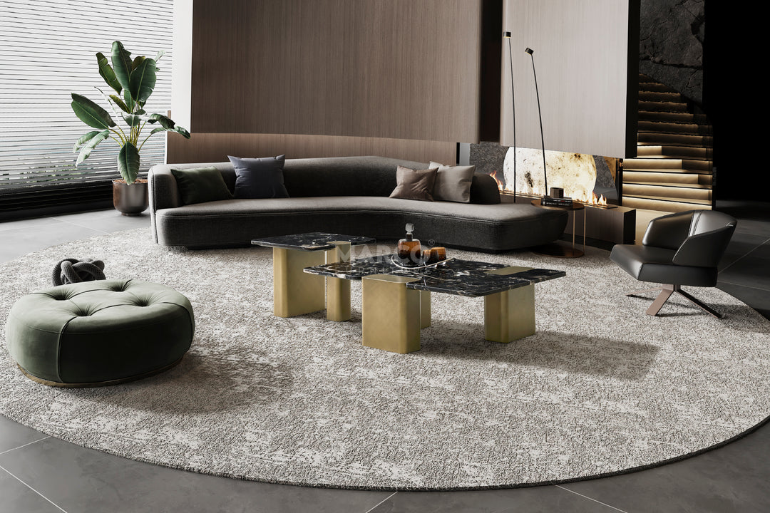 Aurora Black Rose Marble Top Coffee Table -  Metal Legs in Gold