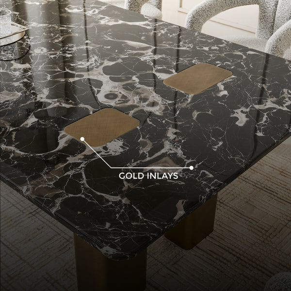 Aurora Black Rose Marble Top Dining Table