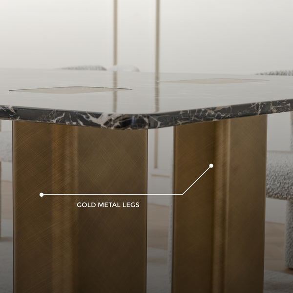 Aurora Black Rose Marble Top Dining Table