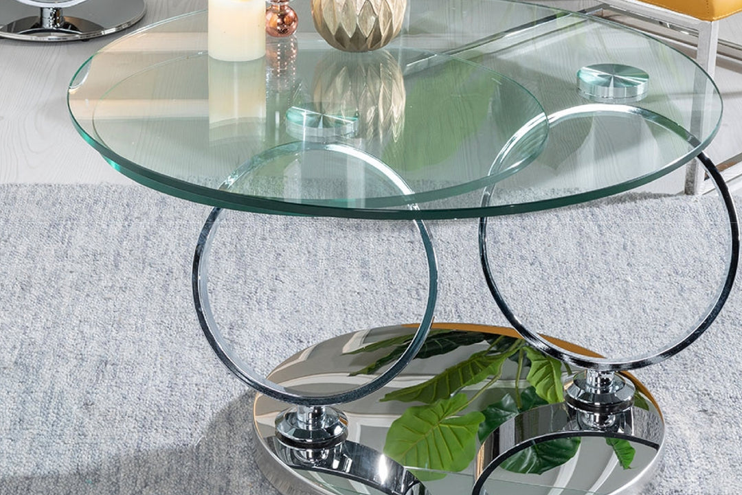 Glass Coffee Table Round Glass Table With Chrome Base Discover