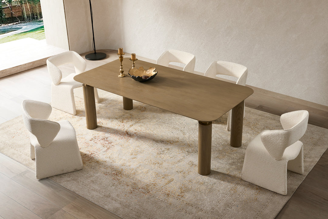 Bella Tavola Light Brown Ash Veneer Dining Table - 6 Seater