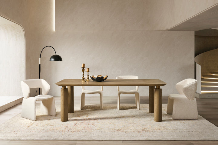 Bella Tavola Light Brown Ash Veneer Dining Table - 6 Seater