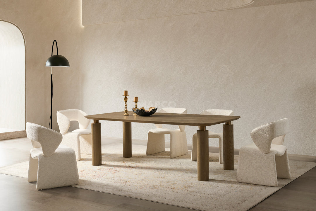 Bella Tavola Light Brown Ash Veneer Dining Table - 6 Seater