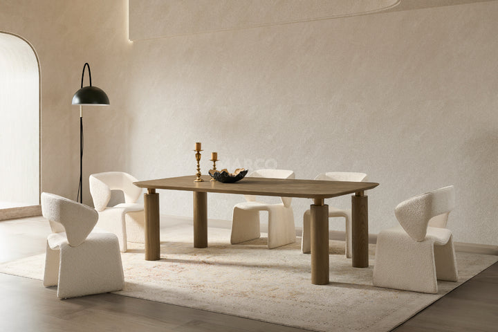 Bella Tavola Light Brown Ash Veneer Dining Table - 6 Seater