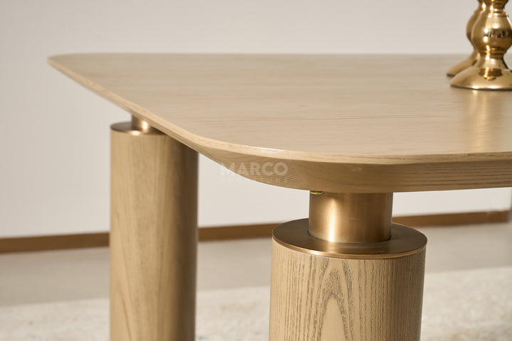 Bella Tavola Light Brown Ash Veneer Dining Table - 6 Seater