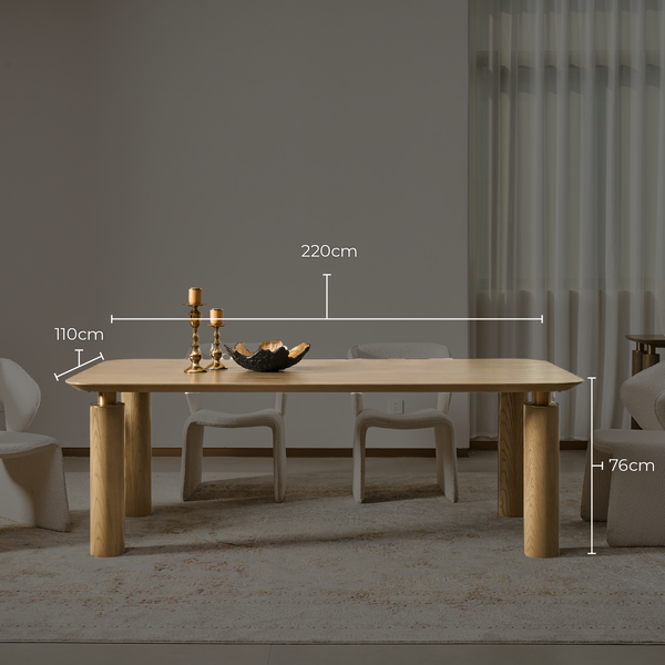 Bella Tavola Light Brown Ash Veneer Dining Table - 6 Seater