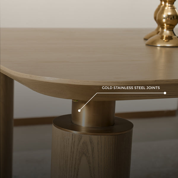 Bella Tavola Light Brown Ash Veneer Dining Table - 6 Seater